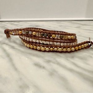 Chan Luu Brown Leather Wrap Bracelet